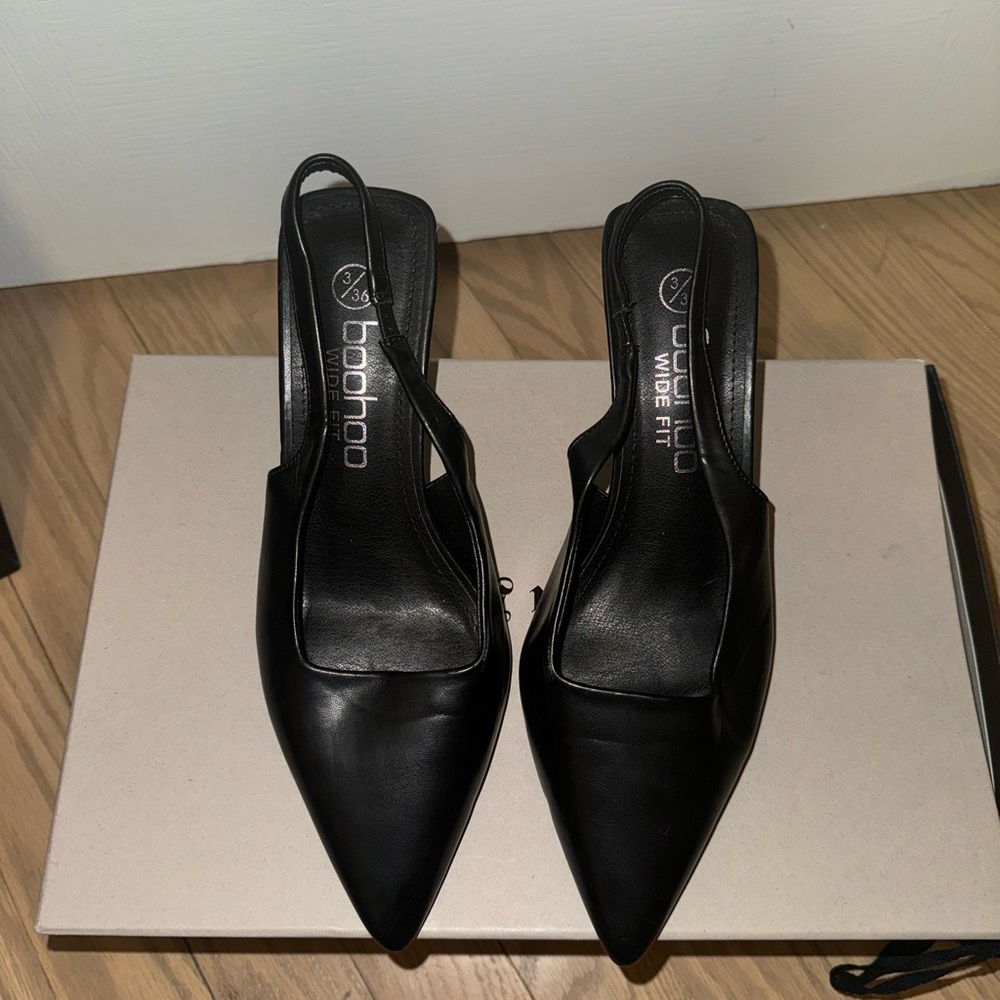 Boohoo Elegant Black Slingback Heels